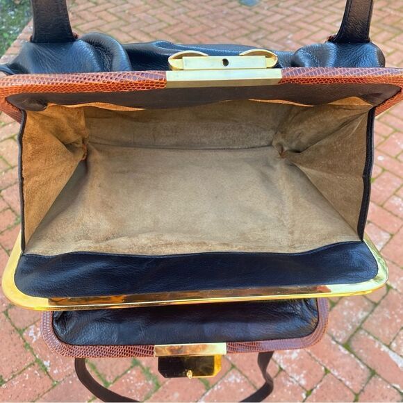 Colombo Vintage Black Leather and Snakeskin Shoulder Bag. EUC! - Picture 8 of 12